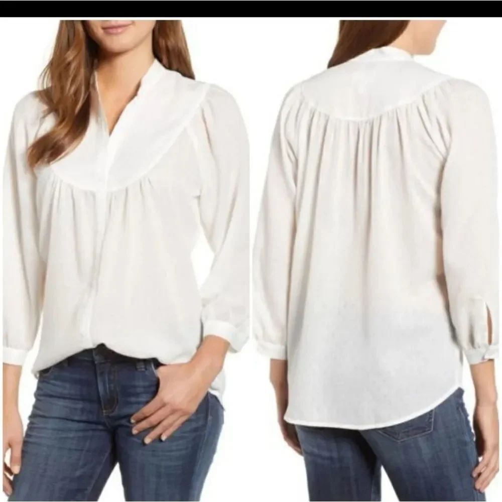 Caslon Curved Yoke Dobby Shirt sz Small